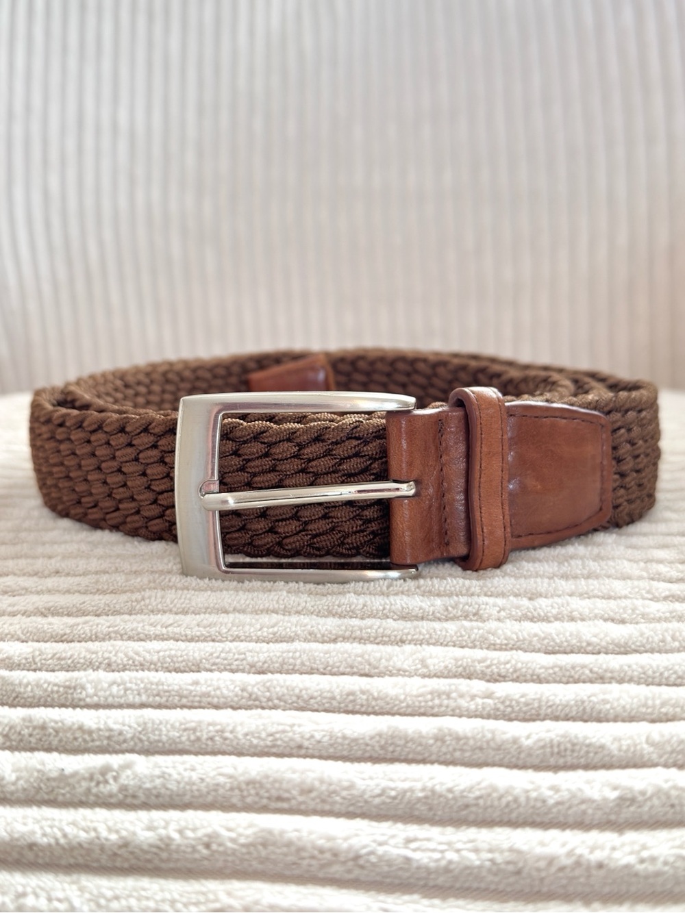 Peter Millar Brown Waxed Braided Belt
